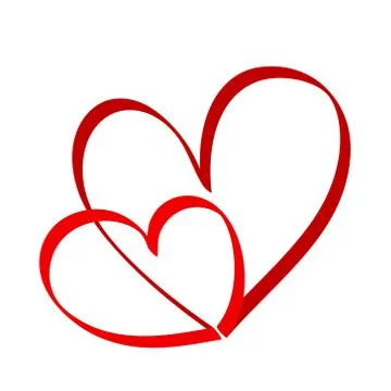 Two lovers heart. Handmade vector calligraphy. Decor for greeting card, mug,  스톡 일러스트