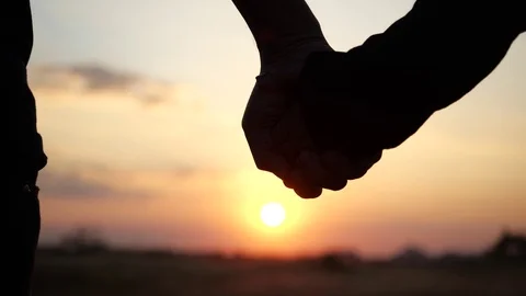 Two lovers joining Hands in 4K Slow motion. valentines day concept. Stock Footage 124038125