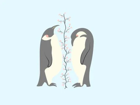 Two lovers penguin Stock Illustration