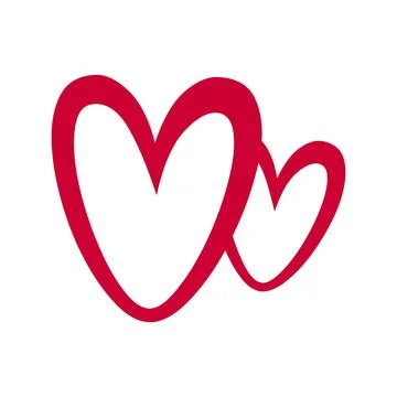 Two Lovers Red Hearts Icon Stock Illustration