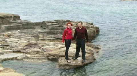 Two lovers at the sea Stock Footage 805731