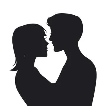 Two lovers. Silhouette Stock Illustration