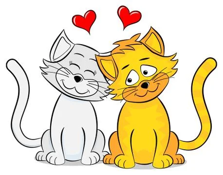 Two loving cats Stock Illustration