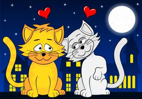 Two loving cats Stock Illustration