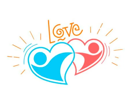 Two loving hearts in a dance. Illustrazione stock