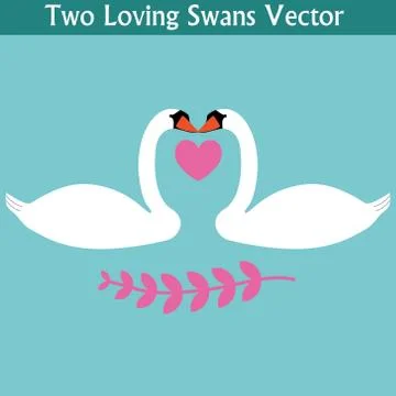 Two Loving Swans Vector on Isolated White Background Stock Illustration