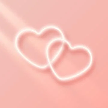Two luminous heart outlined with a soft glow on a peach background Stock Illustration