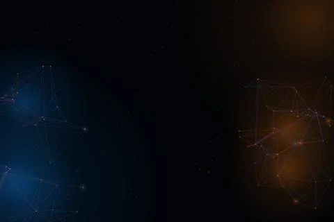 Two luminous polygonal network formations balance a spacious black center, .. Stock Illustration