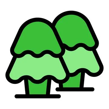 Two lush green trees growing side by side in nature Illustrazione stock