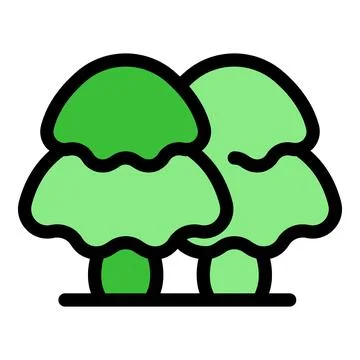 Two lush green trees growing side by side in nature Stock Illustration