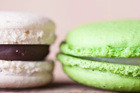 Two macaroons closeup background Stock Photos