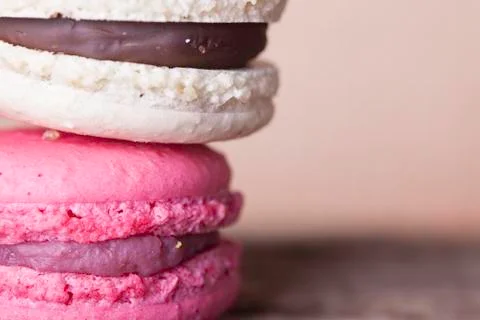 Two macaroons closeup background Stock Photos