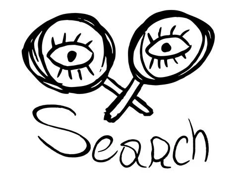 Two magnifying glasses and two eyes. Vector illustration Stock Illustration