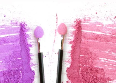 Two make up blush on crushed make up powder. Stock Photos