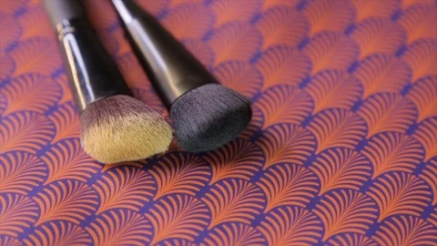 Two makeup brushes, circle rotation Stock-Footage 85322595