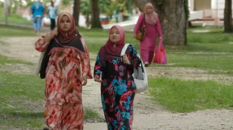 Two Malay Students Walking and Talking on USM Campus in Malaysia Stock Footage 49386177