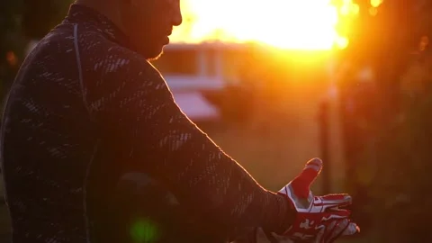 Two male friends practicing baseball Stock Footage 231561522