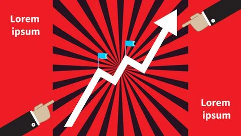 Two male hands point to graph with checkboxes Stock Illustration