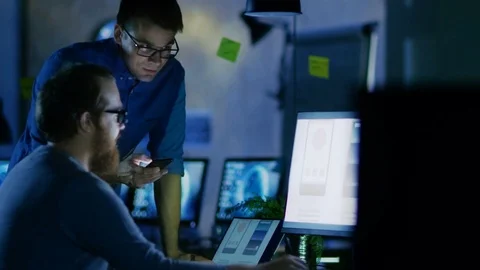 Two Male Mobile Application Developers Design and Create Quality Product.  스톡 동영상 79446305