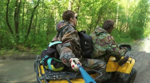 Two Man on ATV in forest video Selfe Video stock 57706945