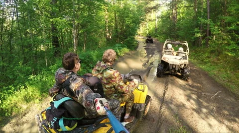 Two Man on ATV in forest video Selfe Video stock 57707974