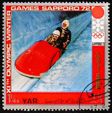 Two Man Bob, Winter Olympic Games 1972 - Sapporo serie, circa 1971 Stock Photos