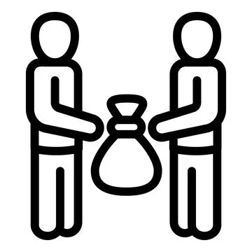 Two man bribery icon, outline style Stock Illustration