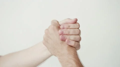 Two Man Hand Shake Friends Close up 스톡 동영상 164924110