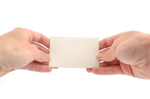 Two man hands holding note Stock Photos