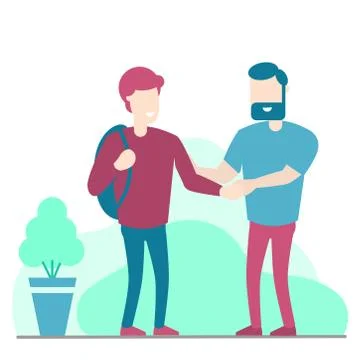 Two man handshake isolated on white background - Vector Illustration Stock Illustration