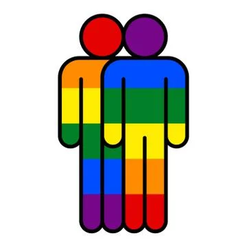 Two Man LGBT Movement Rainbow Flag Illustrazione stock