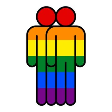 Two Man LGBT Movement Rainbow Flag 스톡 일러스트