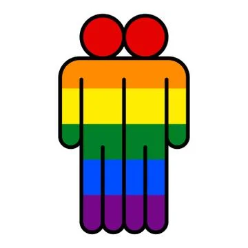 Two Man LGBT Movement Rainbow Flag Illustrazione stock