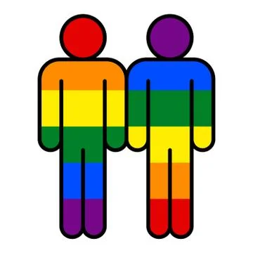 Two Man LGBT Movement Rainbow Flag Illustrazione stock