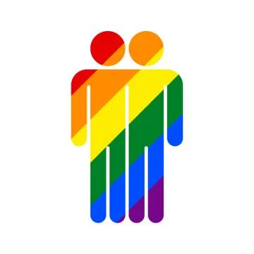 Two Man LGBT Movement Rainbow Flag Stock Illustration
