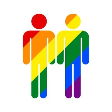 Two Man LGBT Movement Rainbow Flag 스톡 일러스트