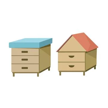 Two man made beehive isolated on white background. Clip art illustration. Stock Illustration