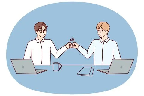 Two man managers bang their fists celebrating successful completion of deal Stock Illustration