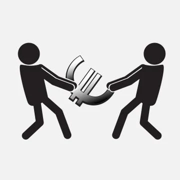 Two Man pulling a money symbol illustration Stock Illustration