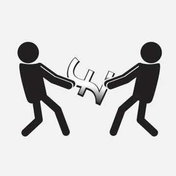 Two Man pulling a money symbolt illustration 스톡 일러스트