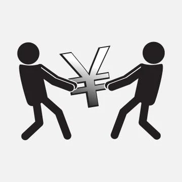 Two Man pulling a money symbolt illustration 스톡 일러스트