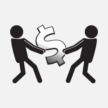 Two Man pulling a money symbolt illustration Stock-Illustration