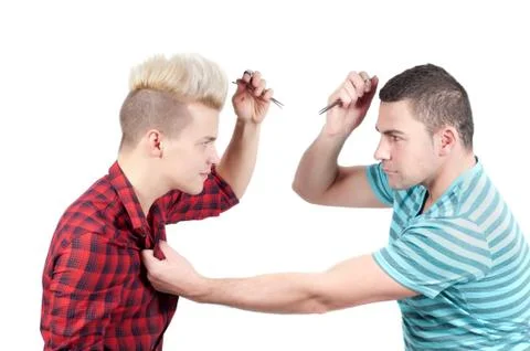 Two man screaming on each other 写真素材