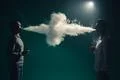 The two man smoke an electrical cigarette on the dark background Photo