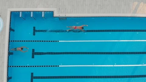 Two man swimming pool summer Video stock 105978975