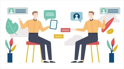 Two man talkshow business animated illustration video Stock Footage 277783325