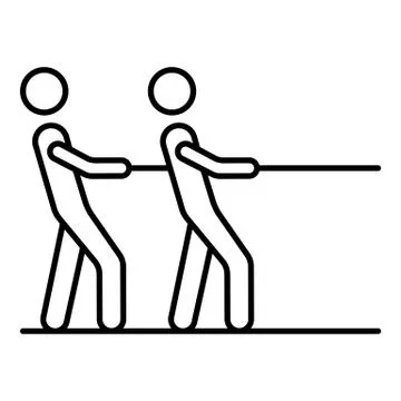 Two man tug of war icon, outline style Stock Illustration