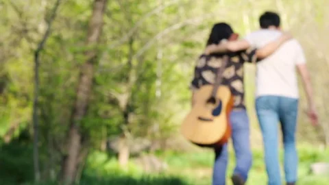 Two man walk away leaving garbage dump in the forest Environmental problem very Stock Footage 76009308