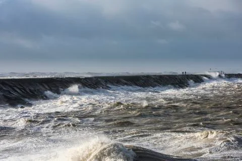 Two Man at Zuidpier Storm Stock Photos