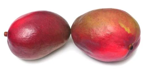 Two mango whole isolated on white background. Fresh fruit 스톡 사진